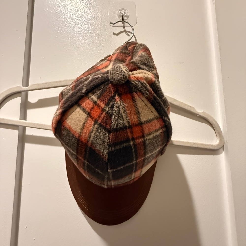 Plaid Cap with Brown Brim